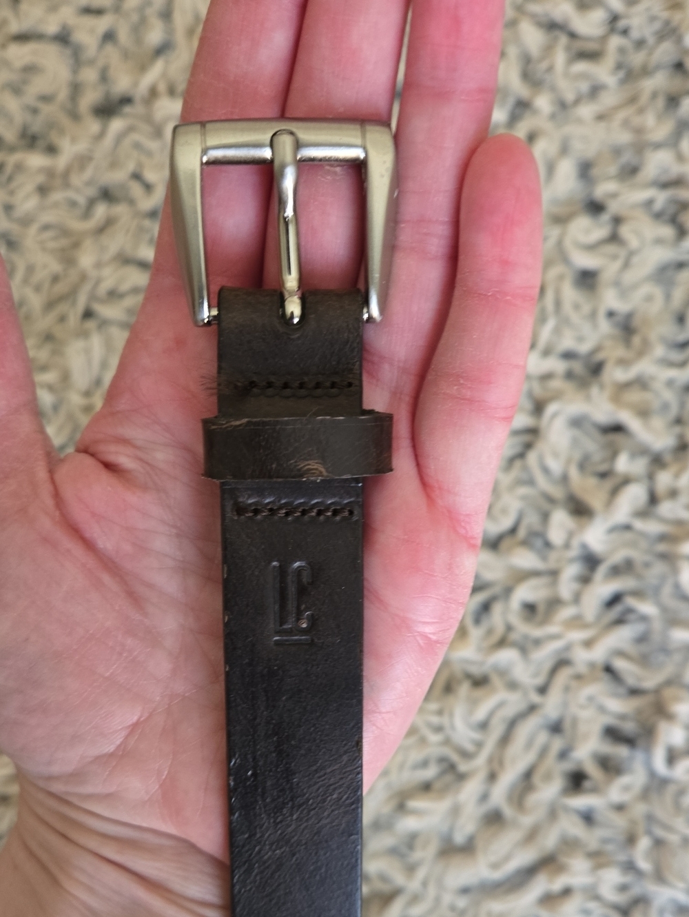 LC Liz Claiborne Dark Brown Leather Belt. Numbered. Made In Italy.